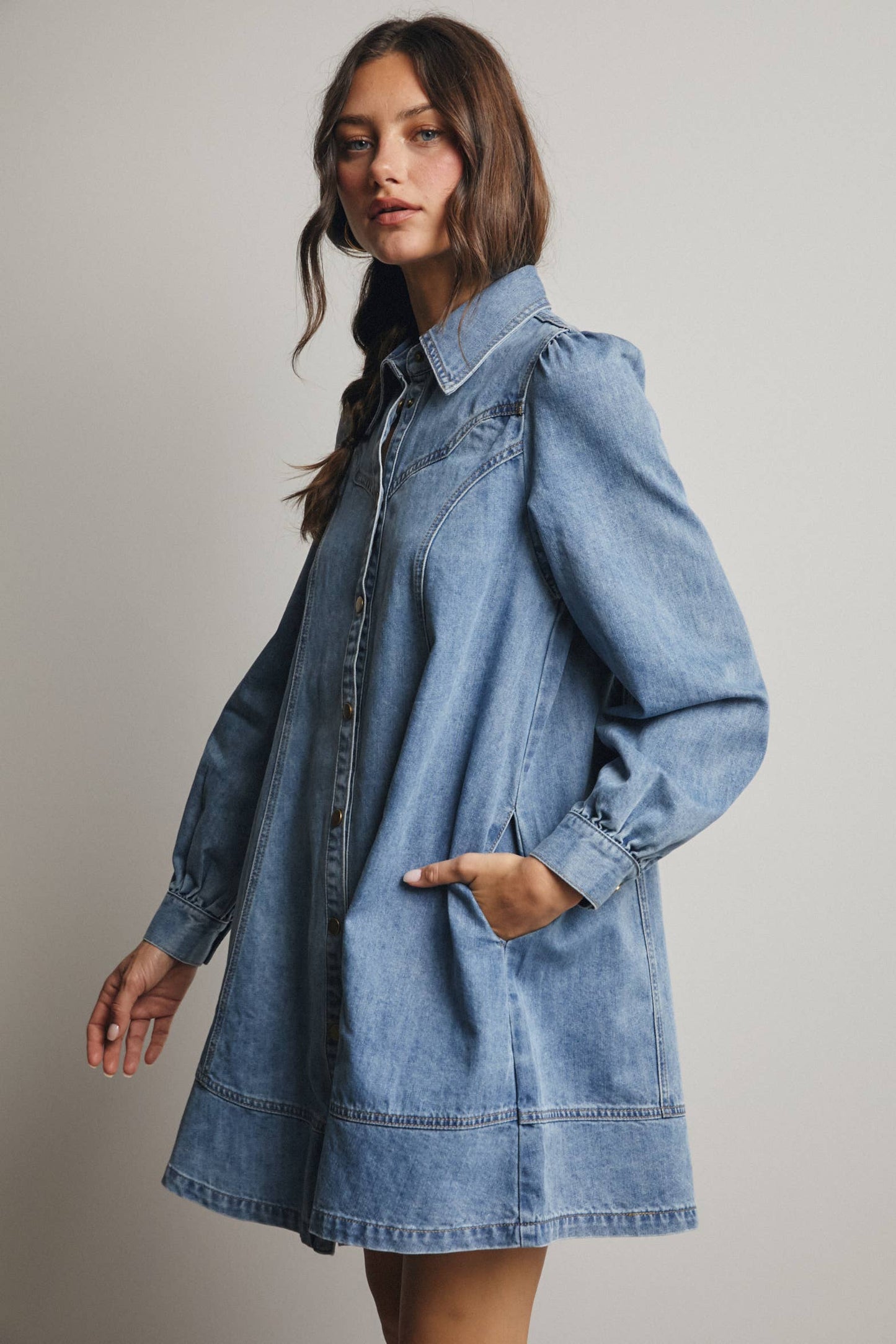 Western Seam Denim Mini Dress