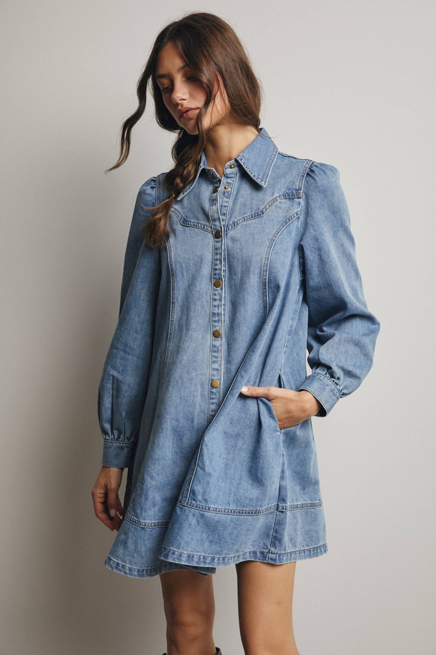 Western Seam Denim Mini Dress