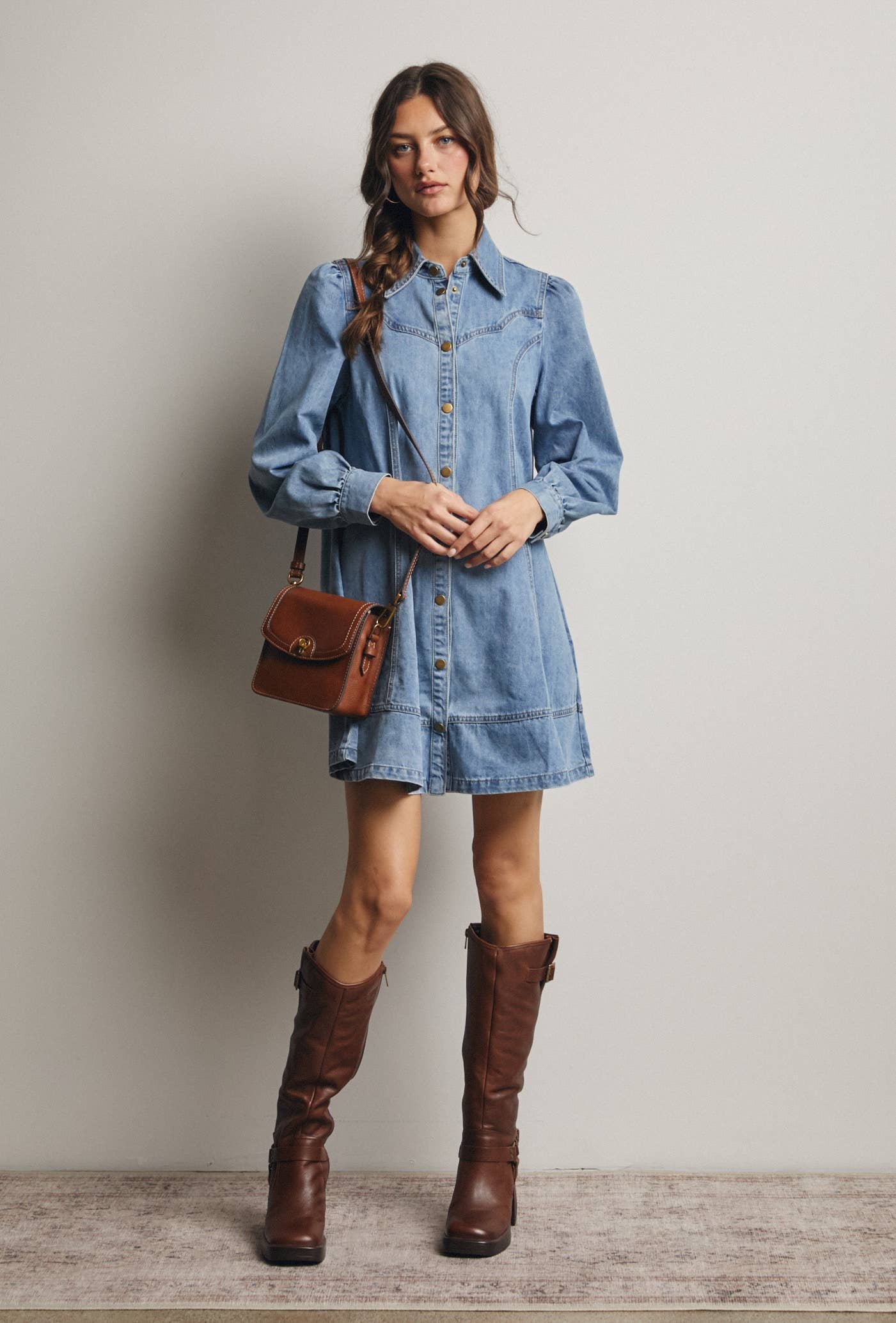 Western Seam Denim Mini Dress