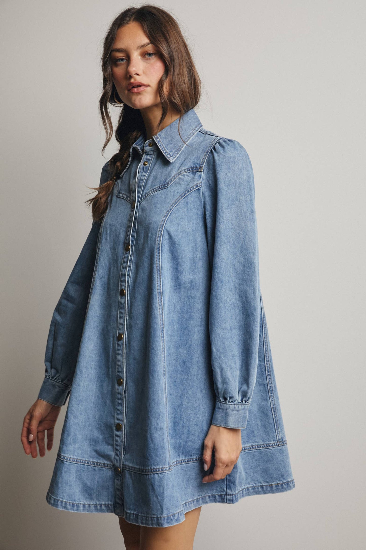 Western Seam Denim Mini Dress